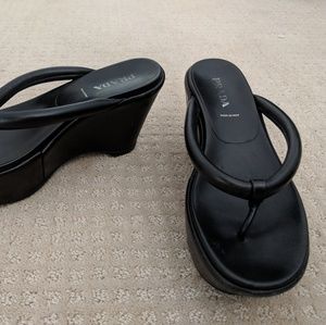 Prada black geisha thong platform flip flops 8.5